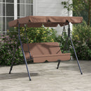 Outsunny Outdoor 3-person Porch Swing Chair with Adjustable Canopy Brown