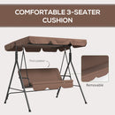 Outsunny Outdoor 3-person Porch Swing Chair with Adjustable Canopy Brown