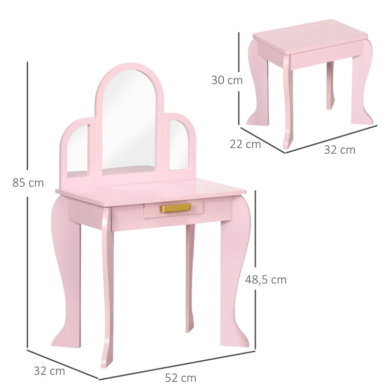 HOMCOM Dressing Table Set - Pink