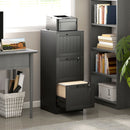 HOMCOM 3 Drawer File Cabinet with Lock and Adjustable Hanging Bars, Black