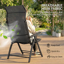 Outsunny Folding Reclining Garden Chairs Set Of 2 With Footrest, Dark Grey