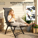 Outsunny Folding Reclining Garden Chairs Set Of 2 With Footrest, Dark Grey
