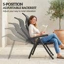 Outsunny Folding Reclining Garden Chairs Set Of 2 With Footrest, Dark Grey