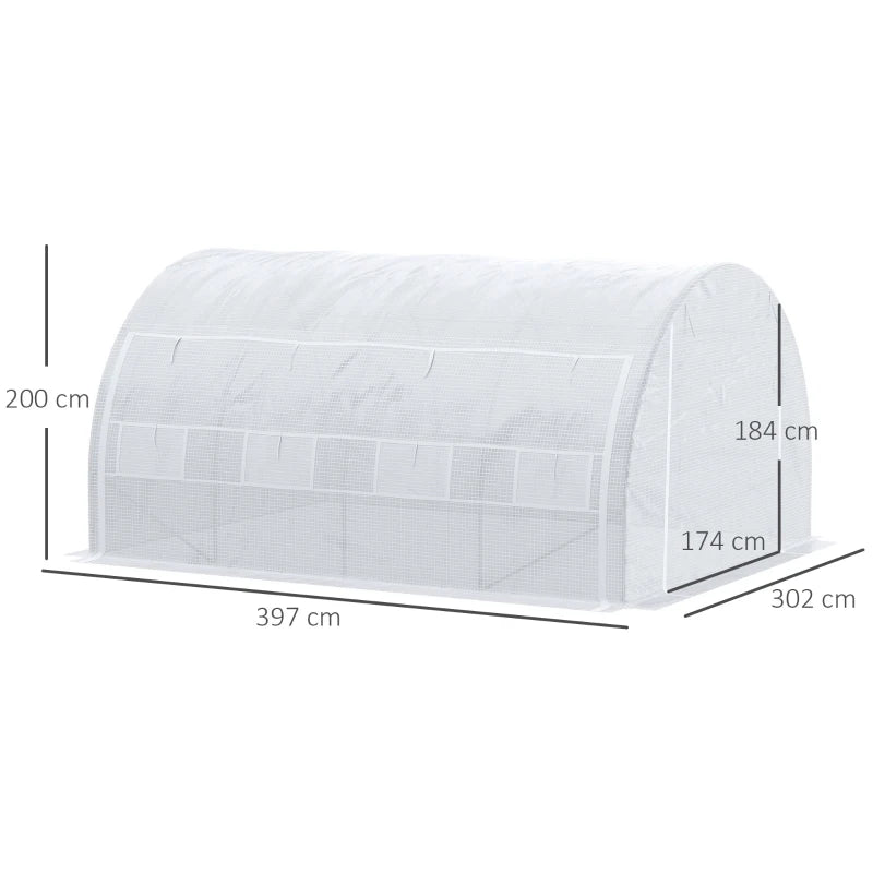 Outsunny Greenhouse Polytunnel 4x3x2m - White