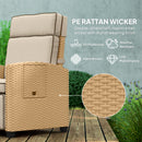 Outsunny Rattan Garden Recliner Sun Lounger w/ Flip Table, Khaki/Beige