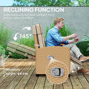 Outsunny Rattan Garden Recliner Sun Lounger w/ Flip Table, Khaki/Beige