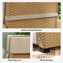 Outsunny Rattan Garden Recliner Sun Lounger w/ Flip Table, Khaki/Beige