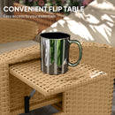 Outsunny Rattan Garden Recliner Sun Lounger w/ Flip Table, Khaki/Beige