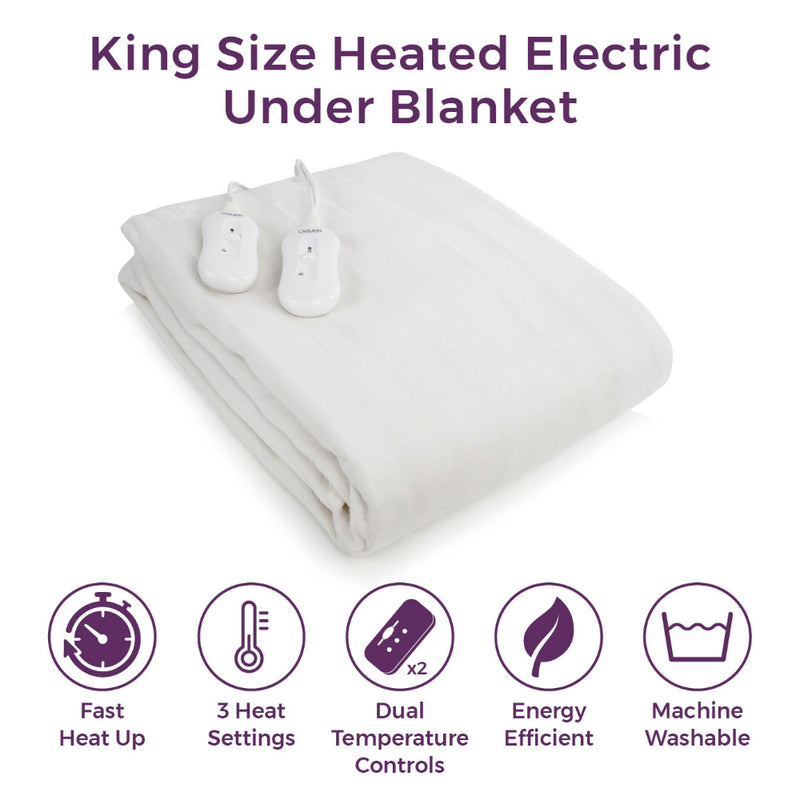 Carmen Kingsize Heated Under Electric Blanket  - White