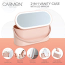 Carmen LED Mirror Cosmetic Storage  - Pink