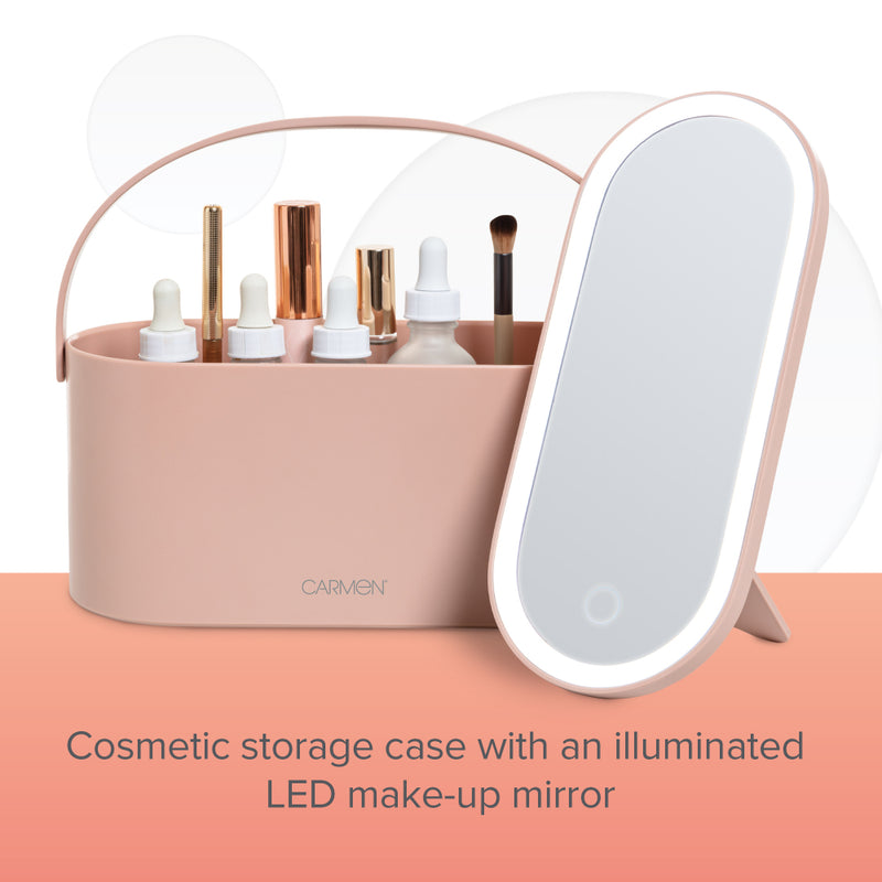 Carmen LED Mirror Cosmetic Storage  - Pink