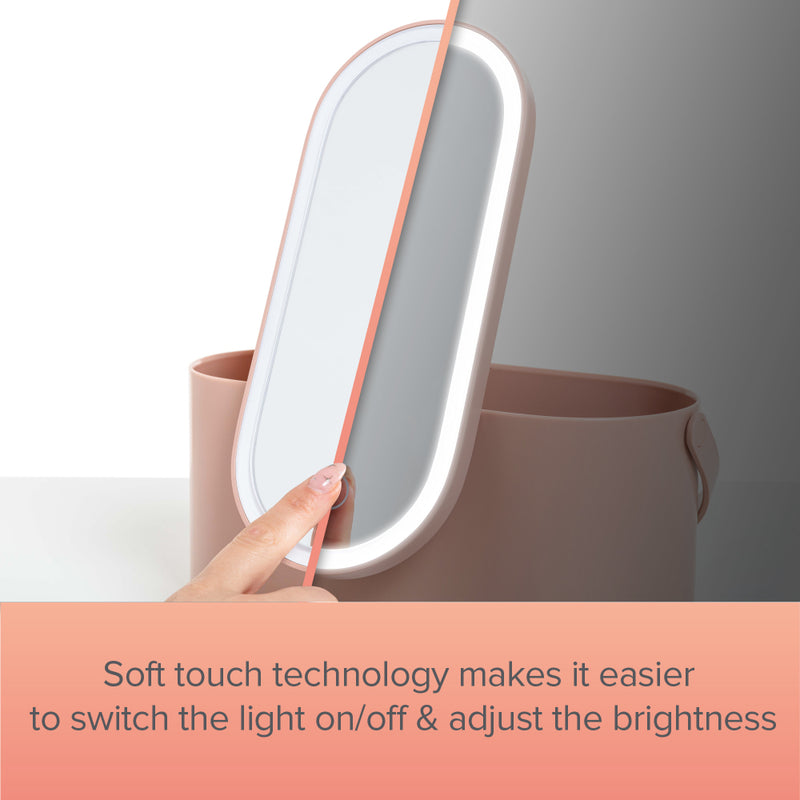 Carmen LED Mirror Cosmetic Storage  - Pink