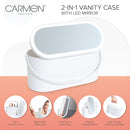 Carmen Mirror with LEDs & Cosmetic Storage  - White