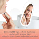 Carmen Mirror with LEDs & Cosmetic Storage  - White