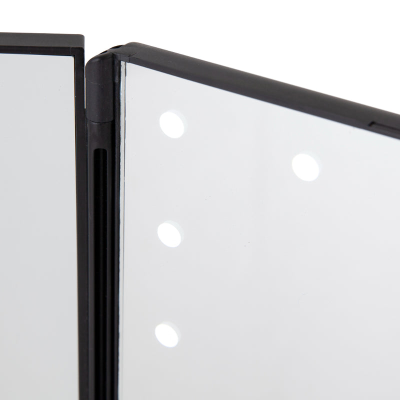 Carmen Illuminated 3 Panel Mirror with LEDs  - Black