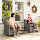 Outsunny 2 Pieces Rattan Garden Chairs, Cushioned Rattan Chairs