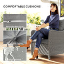 Outsunny 2 Pieces Rattan Garden Chairs, Cushioned Rattan Chairs