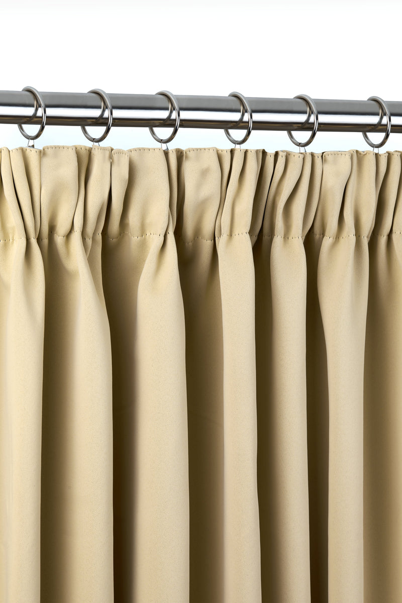 Cali Pencil Pleat - Woven Thermal Blackout Pencil Pleat Curtains in Beige
