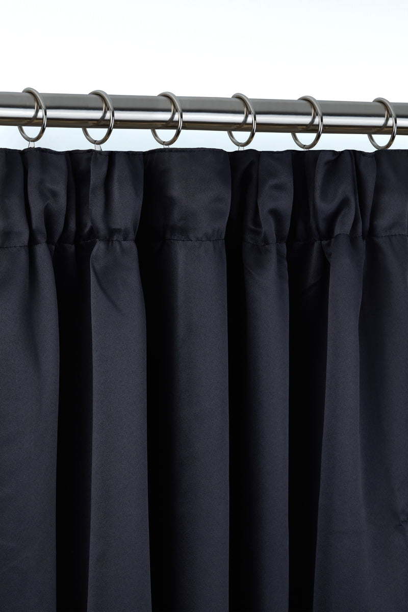 Cali Pencil Pleat - Black Woven Thermal Blackout Curtains