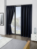Cali Pencil Pleat - Black Woven Thermal Blackout Curtains