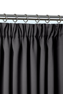 Cali Pencil Pleat - Woven Thermal Blackout Pencil Pleat Curtains in Charcoal