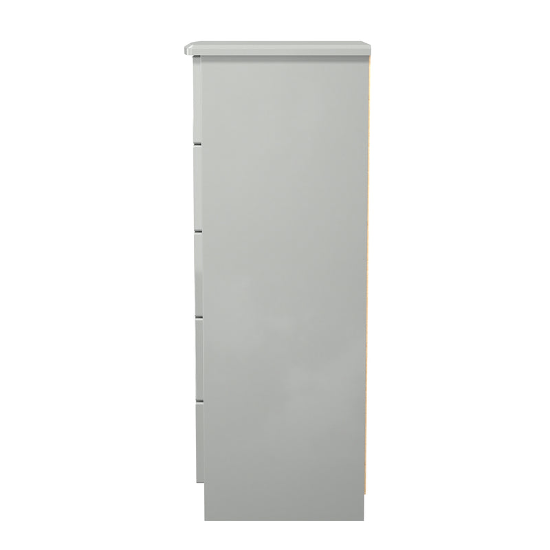 Camden 5 Drawer Tallboy in Grey Gloss & Dusk Grey - Ready Assembled