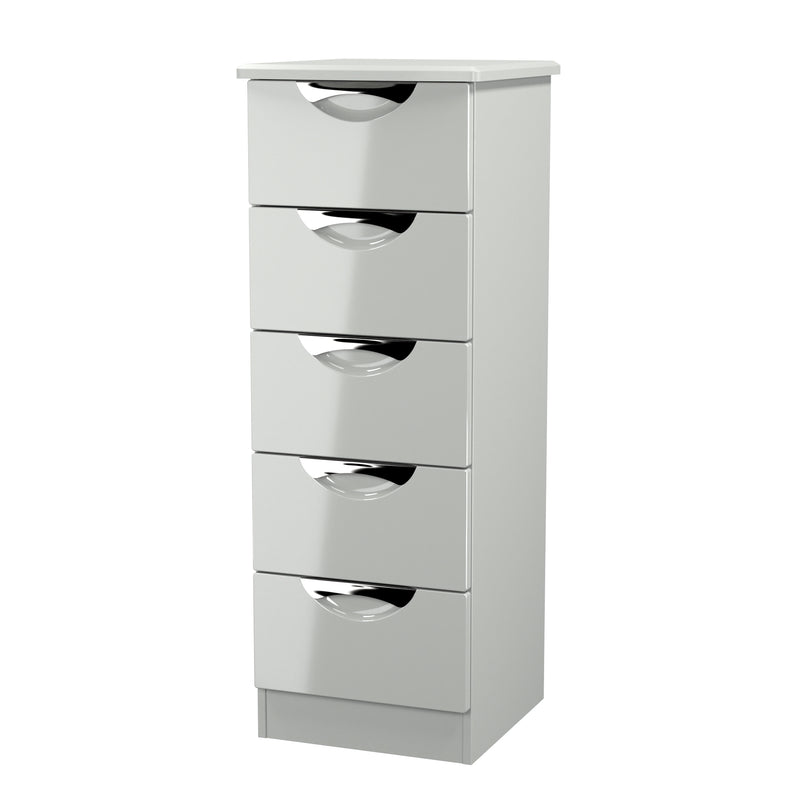 Camden 5 Drawer Tallboy in Grey Gloss & Dusk Grey - Ready Assembled