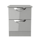 Camden 2 Drawer Bedside Cabinet in Grey Gloss & Dusk Grey - Ready Assembled
