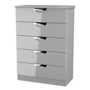 Camden 5 Drawer Chest in Grey Gloss & Dusk Grey - Ready Assembled