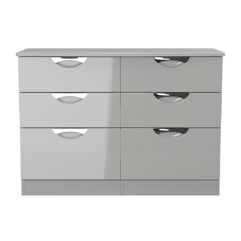 Camden 6 Drawer Wide Chest in Grey Gloss & Dusk Grey - Ready Assembled