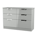 Camden 6 Drawer Wide Chest in Grey Gloss & Dusk Grey - Ready Assembled