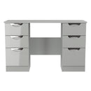 Camden Double Pedestal Desk in Grey Gloss & Dusk Grey - Ready Assembled