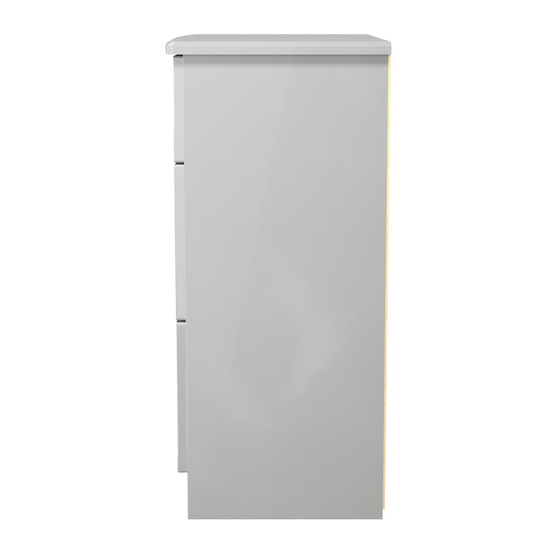 Camden 3 Drawer Deep Chest in Grey Gloss & Dusk Grey - Ready Assembled