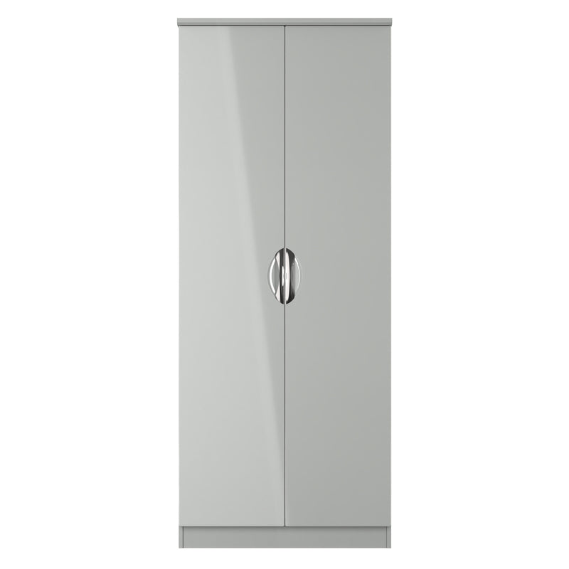 Camden 2 Door Wardrobe in Grey Gloss & Dusk Grey - Ready Assembled