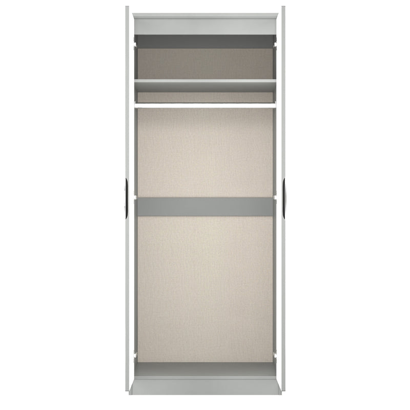 Camden 2 Door Wardrobe in Grey Gloss & Dusk Grey - Ready Assembled