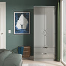 Camden 2 Door 2 Drawer Wardrobe in Grey Gloss & Dusk Grey - Ready Assembled
