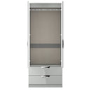 Camden 2 Door 2 Drawer Wardrobe in Grey Gloss & Dusk Grey - Ready Assembled