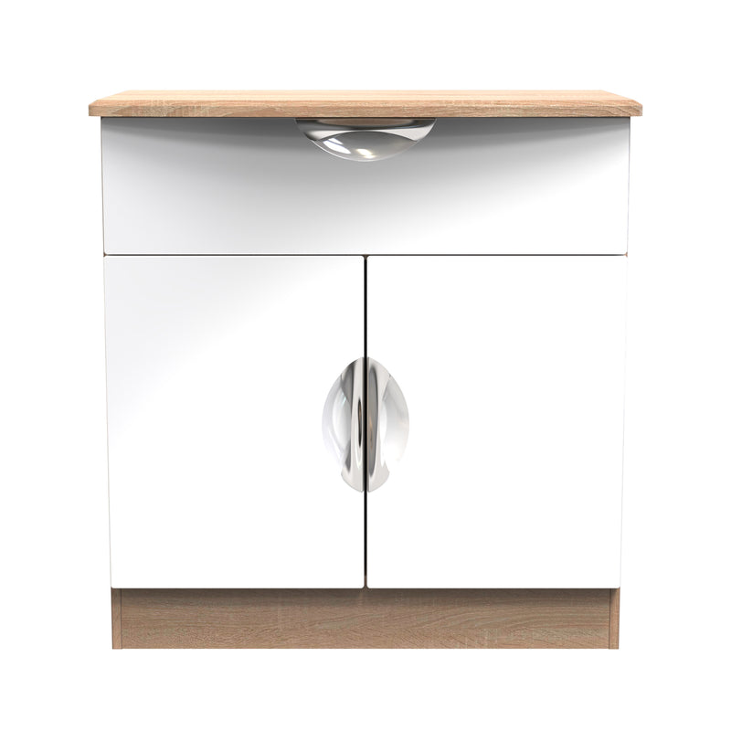 Cairo Ready White Gloss & Bardolino Oak Assembled Sideboard with 1 Drawer & 2 Doors