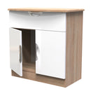 Cairo Ready White Gloss & Bardolino Oak Assembled Sideboard with 1 Drawer & 2 Doors