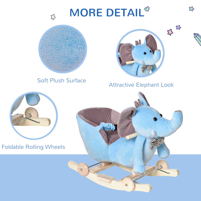 HOMCOM Children's Rocking Elephant - Blue