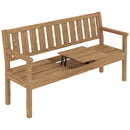 Outsunny Wooden Garden Bench With Table And Hidden Shelf, Teak