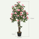 HOMCOM Set Of 2 Decorative Artificial Plants Rose Trees In Pot, Pink