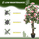 HOMCOM Set Of 2 Decorative Artificial Plants Rose Trees In Pot, Pink