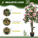 HOMCOM Set Of 2 Decorative Artificial Plants Rose Trees In Pot, Pink