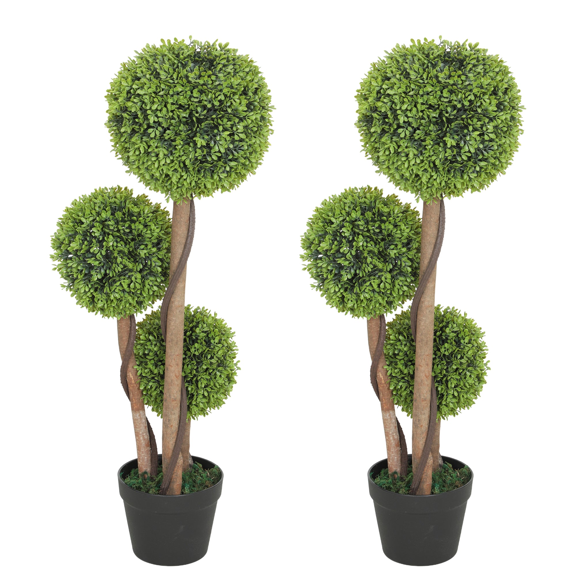 HOMCOM Artificial Plants Boxwood Ball Topiary Trees Set Of 2 Indoor Ou