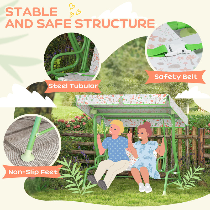 AIYAPLAY Kids Garden Swing Chair, Swing Seat with Adjustable Canopy, Green