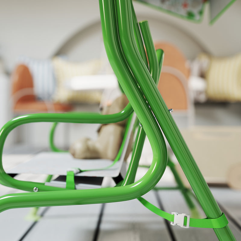 AIYAPLAY Kids Garden Swing Chair, Swing Seat with Adjustable Canopy, Green
