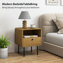 HOMCOM Bedside Table with Drawer and Shelf, Modern Bedside Cabinet, Oak