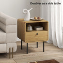 HOMCOM Bedside Table with Drawer and Shelf, Modern Bedside Cabinet, Oak