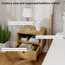 HOMCOM Bedside Table with Drawer and Shelf, Modern Bedside Cabinet, Oak